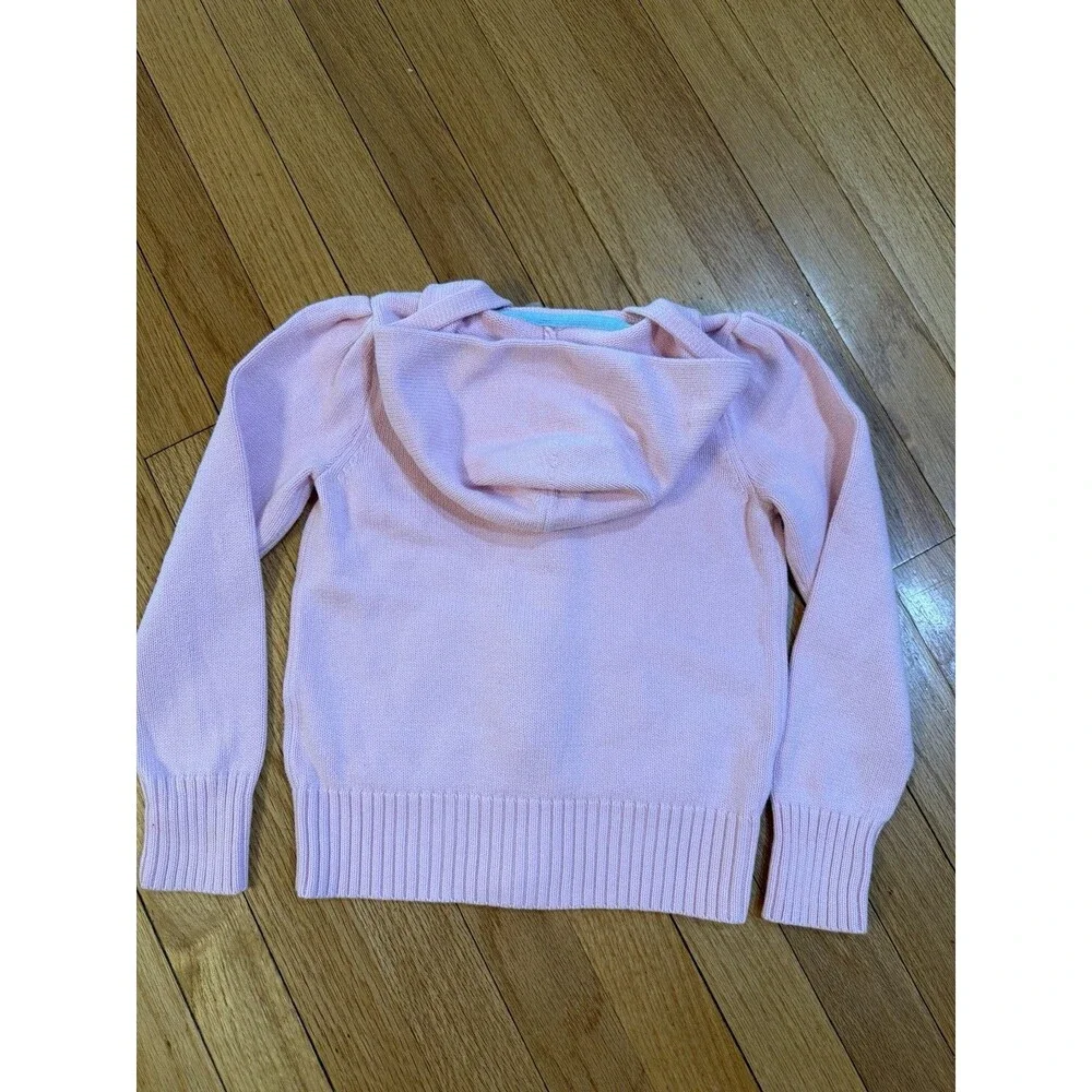 Ralph Lauren Girls Zip Up Knit Cardigan Sweater Size 6x Light Pink Hooded EUC